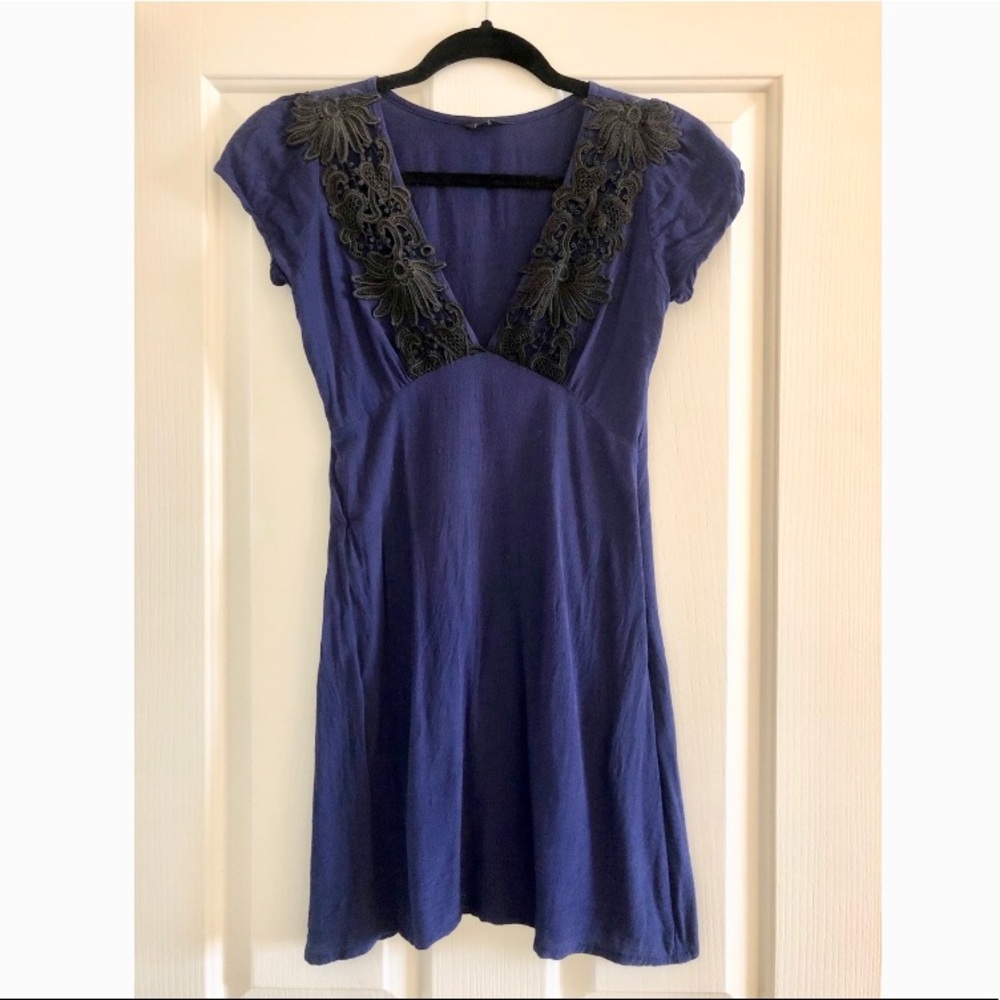 Lulu Navy Mini Dress with Lave Detail